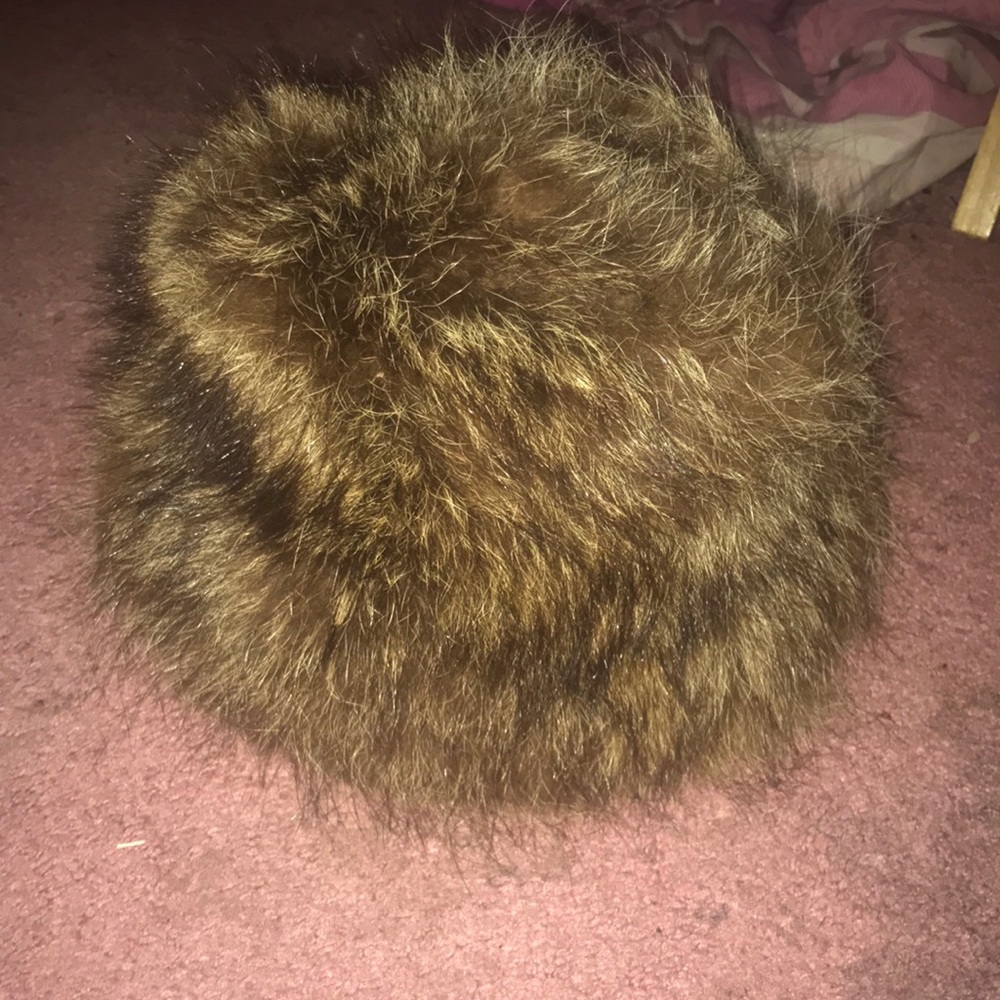 ANTIQUE fur raccoon hat